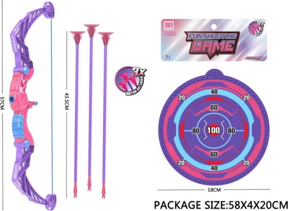 Arco per bambini con frecce e bersaglio, viola, 57 cm