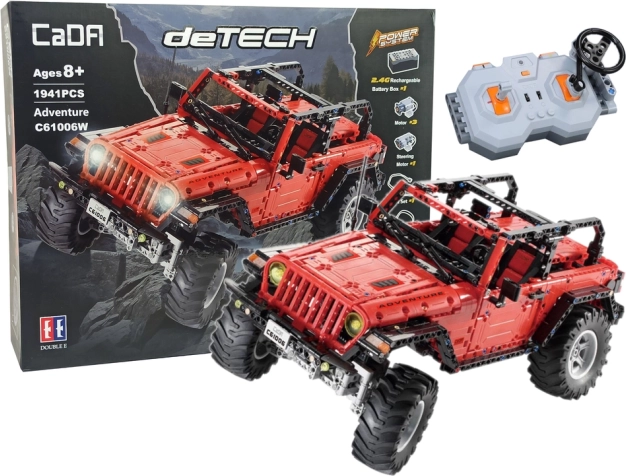 Set di costruzione auto fuoristrada CADA radiocomandata, rossa, 1941 pezzi