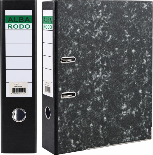 Raccoglitore per documenti A4 80 mm con meccanismo a leva, marmorizzato grigio - 1 pezzo