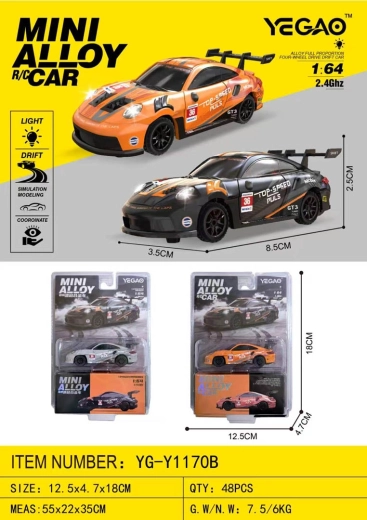 Mini auto da drift radiocomandata 1:64 top speed arancione - 1 pezzo