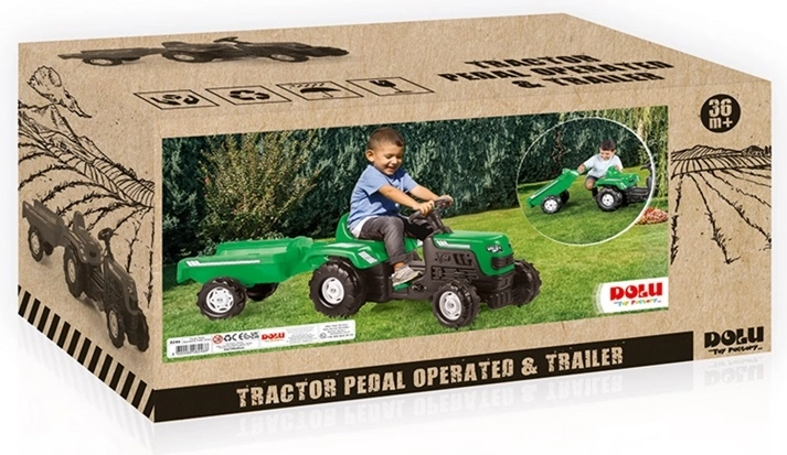 Trattore a pedali Dolu con rimorchio verde
