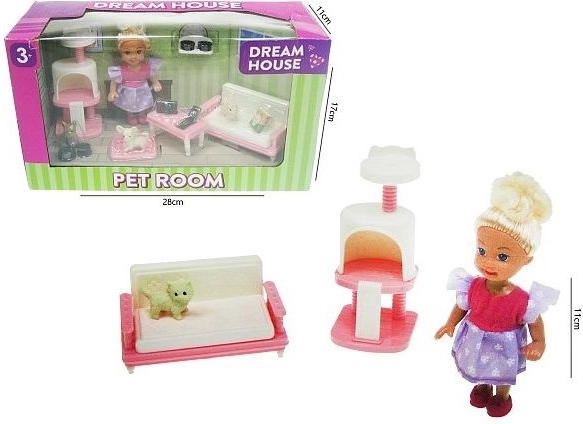 Bambola 11 cm con animaletto e accessori