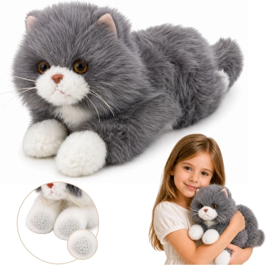 Gatto persiano di peluche grigio 50 cm