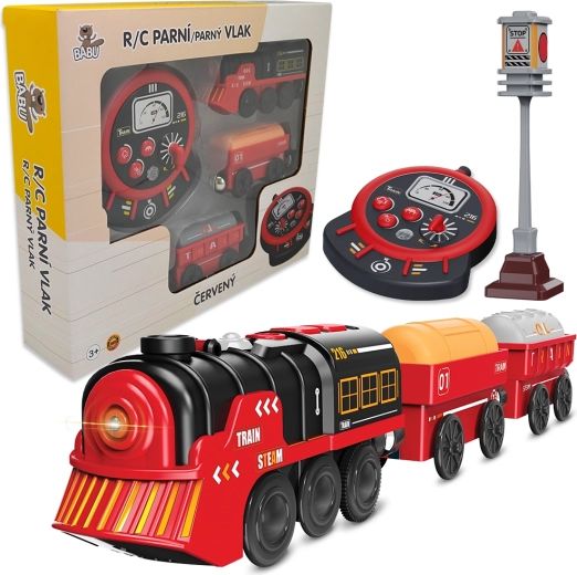 Babu RC treno a vapore rosso