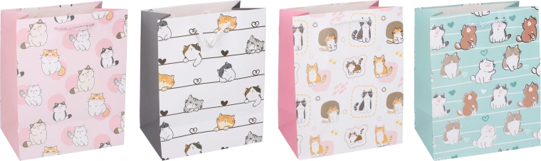 Busta regalo in carta L con motivo di gatti 30 × 41,5 × 12 cm