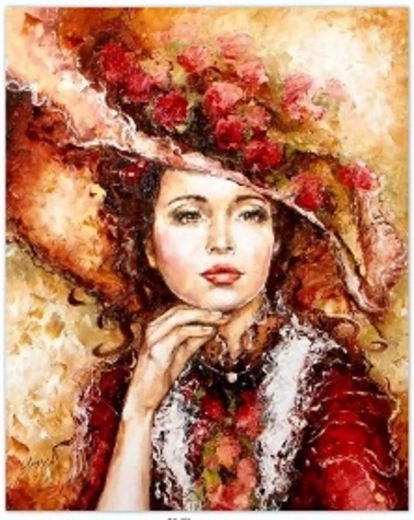Pittura con numeri Donna con cappello 40 × 50 cm