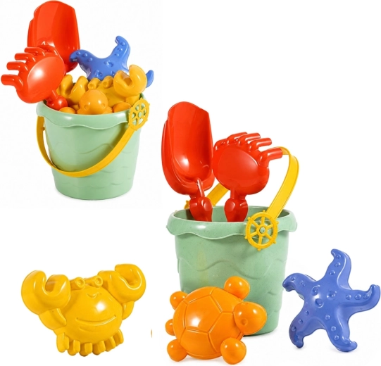 Set di giocattoli da sabbia con secchiello e formine, 6 pezzi