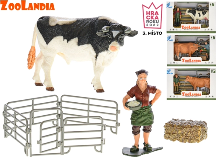 Zoolandia mucca con accessori – figurina per la fattoria (4 varianti)