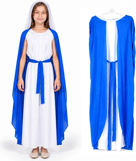 Costume da bambina della Vergine Maria per presepe vivente 110 cm