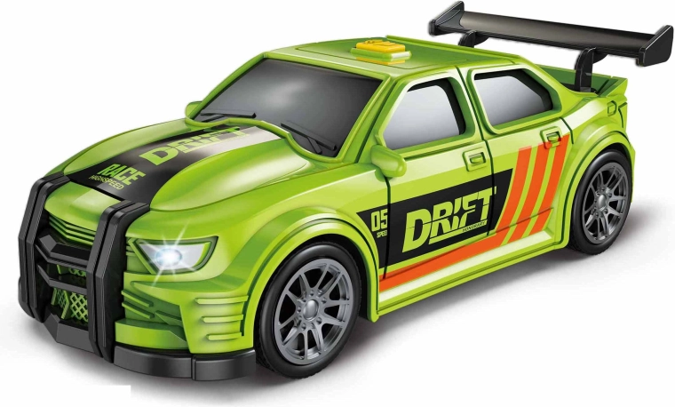 Auto da corsa verde con effetti luminosi e sonori, 16 cm