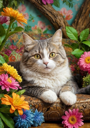Puzzle Enjoy Gatto tra i fiori 1000 pezzi