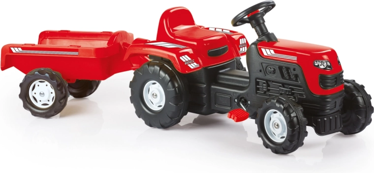 Trattore a pedali per bambini con rimorchio – rosso