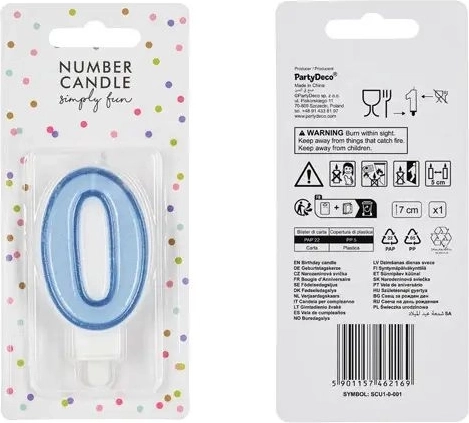 Candelina per torta numero 0 blu 7 cm