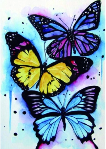 Pittura con diamanti – farfalle colorate 30 × 40 cm