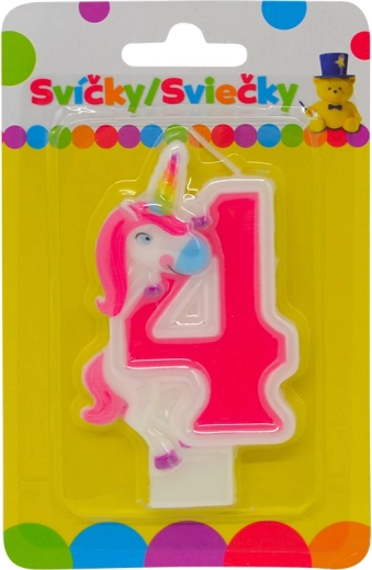 Candela di compleanno con unicorno – numero 4