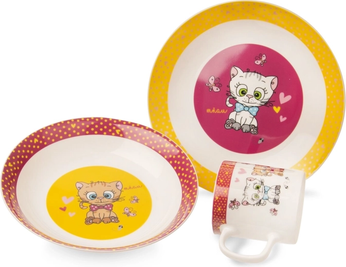 Set pappa per bambini Gattini rotondo 3 pezzi