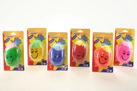 Pallina antistress con faccina e capelli 8 × 5 cm