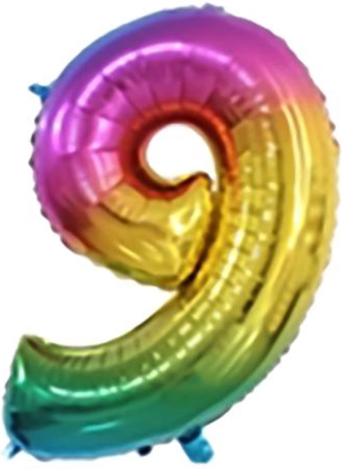 Palloncino in foil numero 9 arcobaleno 30 cm TORO
