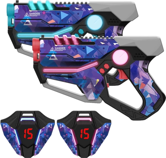 Pistole laser con gilet e bersagli – set blu