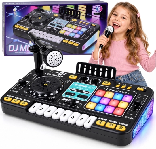 Console DJ interattiva per bambini con Bluetooth, microfono e illuminazione