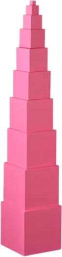 Torre rosa Montessori in cubi di legno (10 pz)