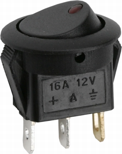 Interruttore a bilanciere rotondo con illuminazione LED rossa
