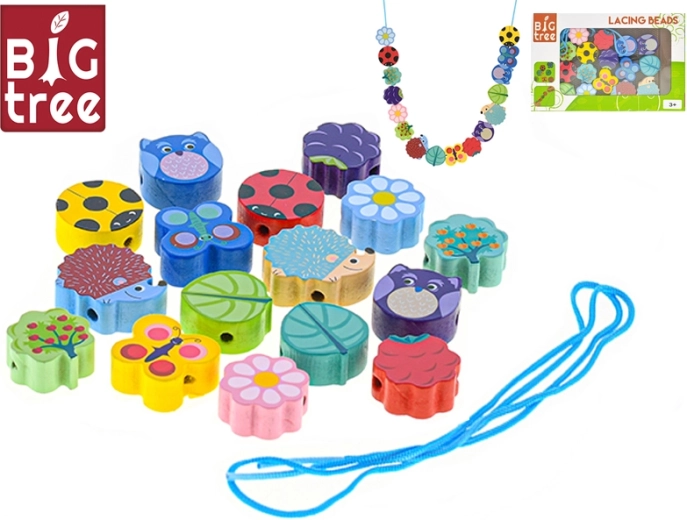Perline di legno da infilare Big Tree – set di 17 pezzi