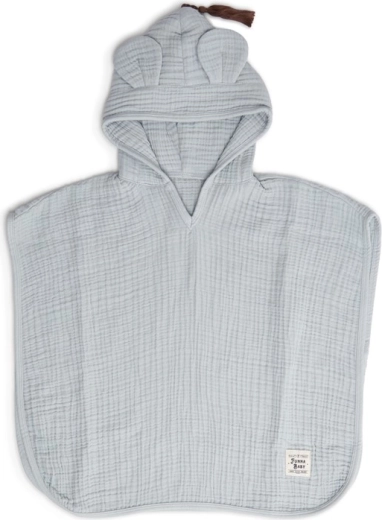 Funnababy poncho in mussola con cappuccio dove grey