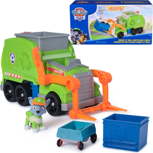Paw Patrol camion della raccolta differenziata Crush ’N’ Roll con personaggio di Rocky eco
