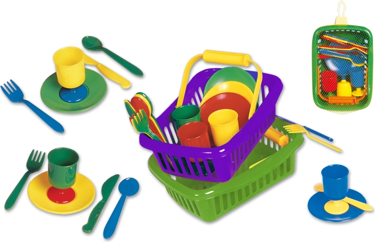 Set da picnic di stoviglie nel cestino – verde, 23 × 16 × 8 cm