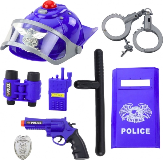 set della polizia per bambini – casco, pistola, manette e accessori, 9 pezzi