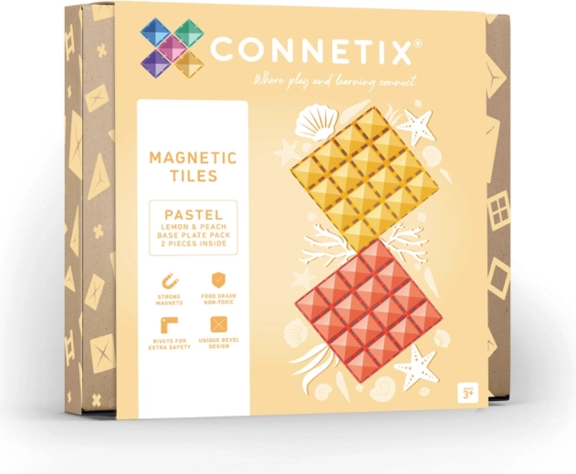 Basi magnetiche da costruzione pastello Lemon e Peach, 2 pezzi