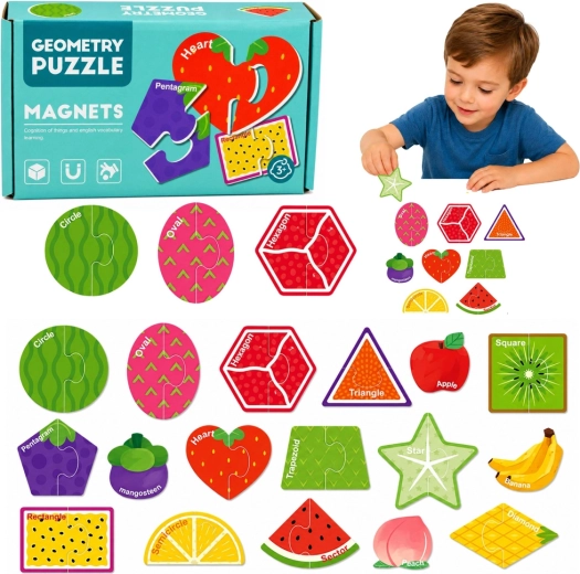 Puzzle magnetico con frutta – 30 pezzi per frigorifero e lavagna magnetica