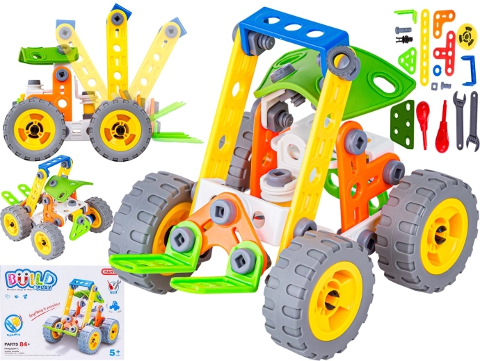 Set di costruzioni elastico da 84 pezzi – veicolo da cantiere da svitare e avvitare