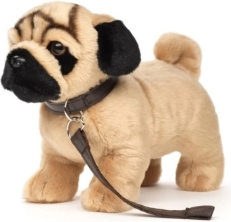 Carlino di peluche con guinzaglio