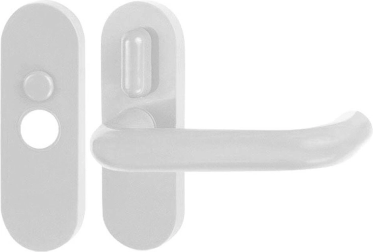 Maniglia per porta interna con leva, plastica bianca