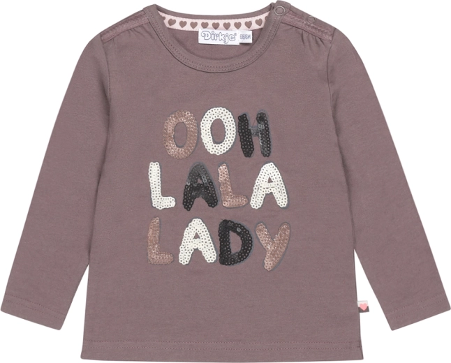 Dirkje maglietta da bambina a maniche lunghe “ooh la la lady” grigio-marrone