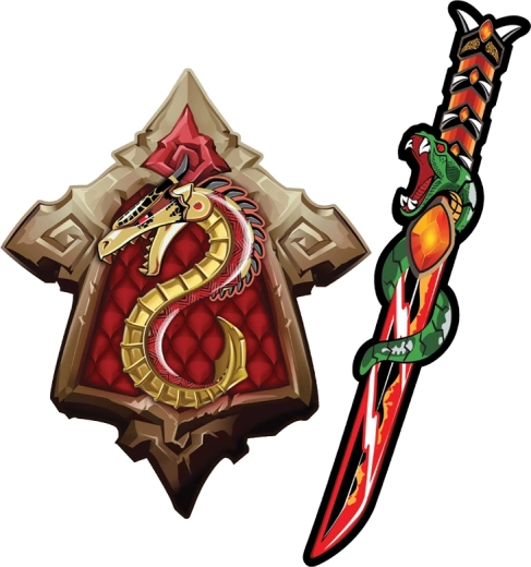 Spada e scudo samurai in schiuma – drago e serpente, set per bambini