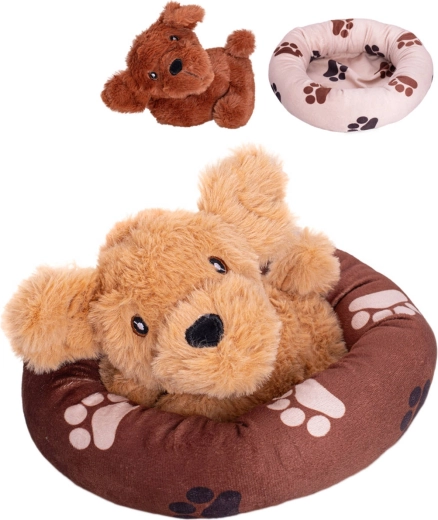 Cagnolino di peluche nella cuccia 20 cm, 2 varianti di colore - 1 pezzo