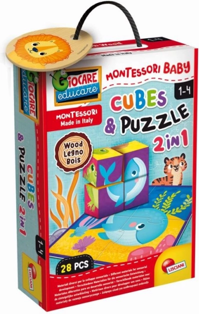 Blocchi e puzzle in legno Montessori con animali