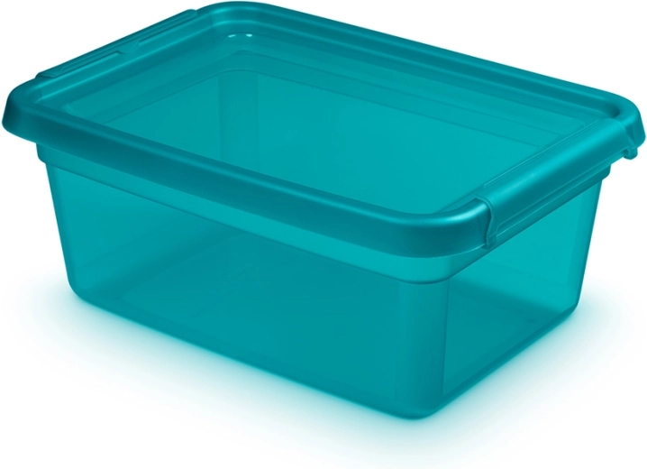 Basestore contenitore in plastica per riporre con coperchio e clip a scatto Ocean 12,5 l (28 × 38 × 16 cm)