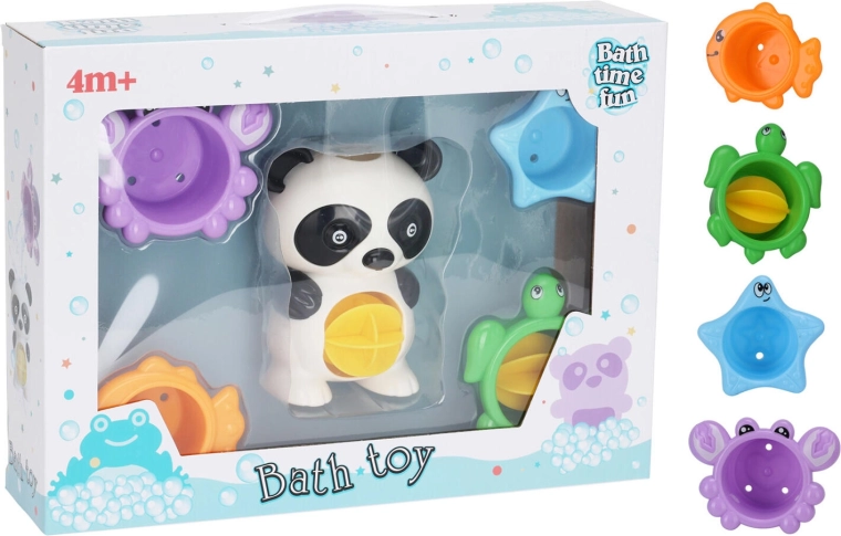 Giocattolo da bagno panda con bicchierini e accessori