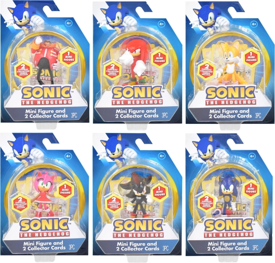 Mini figurina di Sonic con 2 carte da collezione