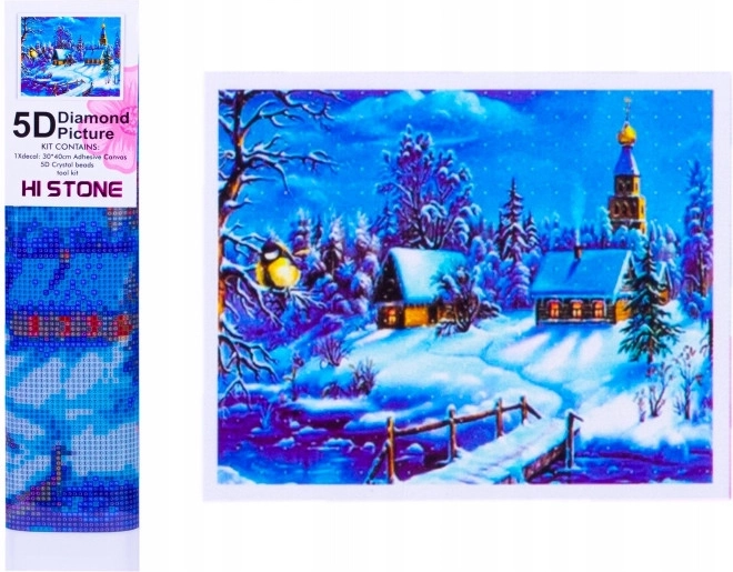 Norimpex pittura con diamanti inverno nel paesino 30 × 40 cm