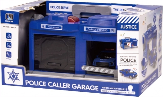 Set di gioco della polizia – garage con effetti luminosi e sonori