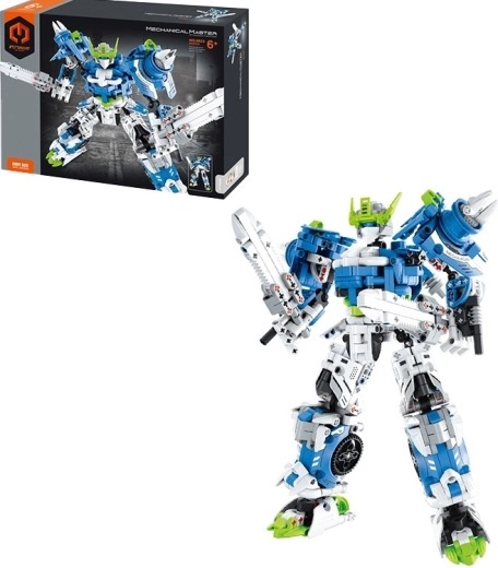 Mechanical Master set di costruzione robot da combattimento Stormblade Ronin blu 941 pezzi