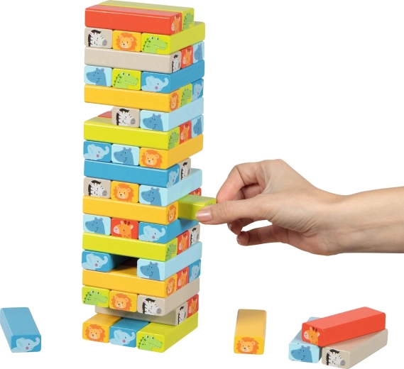 Torre traballante in legno con animali - 1 pezzo
