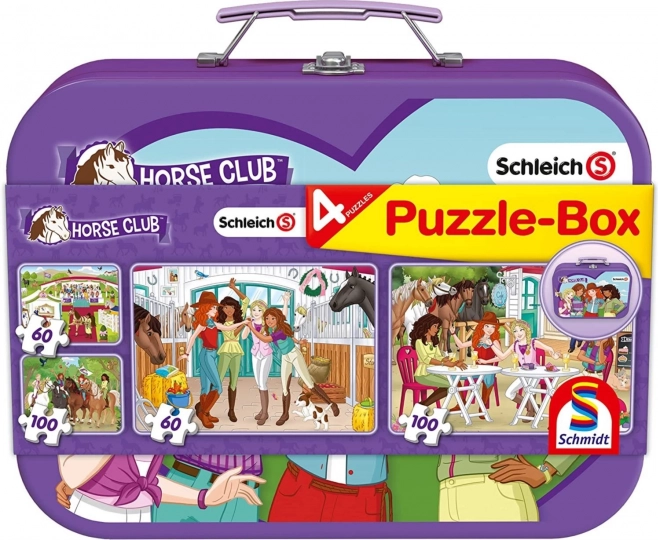 Puzzle SCHMIDT Schleich Horse Club 4in1 in valigetta di latta