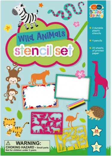 Stencil animali selvatici con set di pastelli