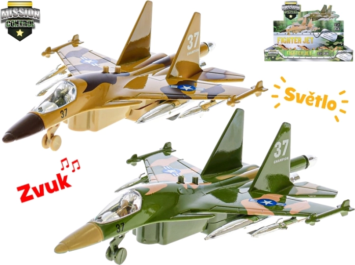 Mission Control aereo militare 19 cm con retrocarica, luci e suoni